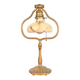 Tiffany Studios New York Gilt Bronze Harp Desk Lamp, Circa 1910 (1 of 12)