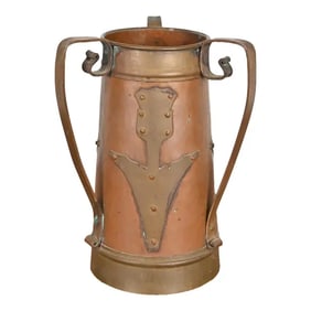 Antique Stickley Brothers Arts & Crafts Three-Handled Large Copper Vase