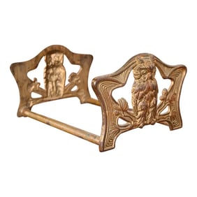 Antique Art Nouveau Bronze Owl Expandable Book Rack, Circa 1910