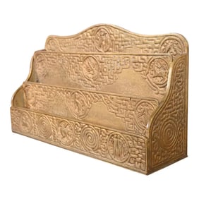 Tiffany Studios New York Zodiac Bronze Dore Letter Rack