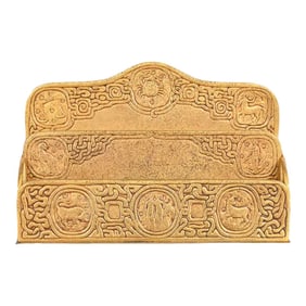 Tiffany Studios New York 'Zodiac' Bronze Dore Letter Rack
