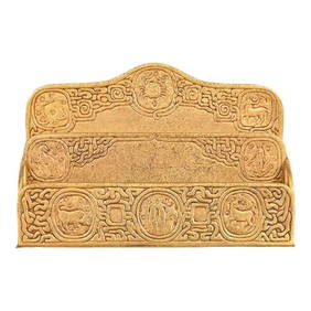 Tiffany Studios New York 'Zodiac' Bronze Dore Letter Rack (1 of 12)