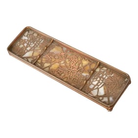 Tiffany Studios New York Grapevine Bronze and Slag Glass Pen Tray, Circa 1910