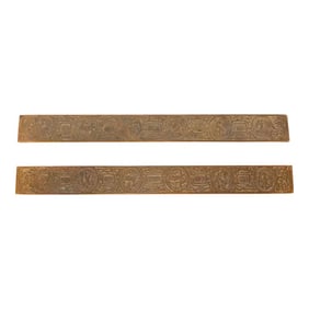 Tiffany Studios New York Zodiac Bronze Dore Blotter Ends