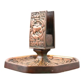 Tiffany Studios New York Zodiac Bronze Dore Match Box Holder