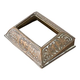 Tiffany Studios New York 'Zodiac' Bronze Desk Calendar Holder or Picture Frame, Circa 1910