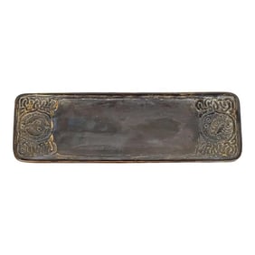 Tiffany Studios New York "Zodiac" Patinated Bronze Pen Tray Desk Accessory