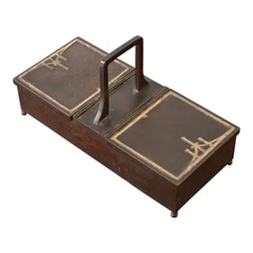 Heintz Arts & Crafts Sterling Silver on Bronze Double Humidor or Cigarette Box