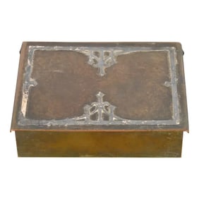Heintz Arts & Crafts Sterling Silver on Bronze Humidor or Cigarette Box