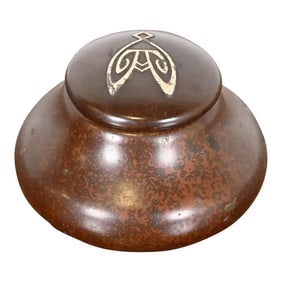 Heintz Arts & Crafts Sterling Silver on Bronze Inkwell