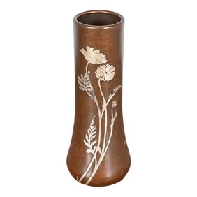 Heintz Arts & Crafts Sterling Silver on Bronze Large Vase