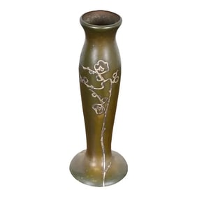 Heintz Arts & Crafts Sterling Silver on Bronze Tall Vase