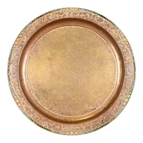 Louis Comfort Tiffany Furnaces New York Bronze Dore and Enamel Plate or Tray