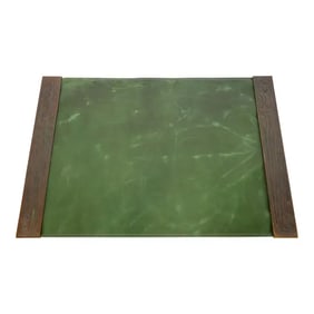 Tiffany Studios New York Chinese Pattern Bronze Blotter Ends With Leather Desk Blotter