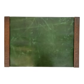 Tiffany Studios New York Zodiac Bronze Blotter Ends With Leather Desk Blotter