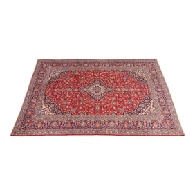 Vintage Hand-Knotted Persian Kashan Room Size Wool Area Rug