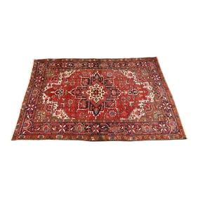 Mid 20th Century Mid 20th Century Vintage Hand-Knotted Persian Heriz Room Size Rug