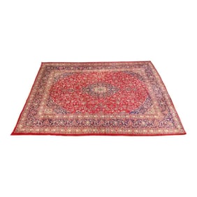 Vintage Hand-Knotted Persian Kashan Room Size Rug