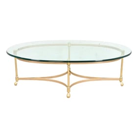 Labarge Hollywood Regency Brass and Glass Cocktail Table, Circa 1960s