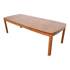 Thomasville Mid-Century Modern Patchwork Oak Parsons Extension Dining Table, Newly Refinished