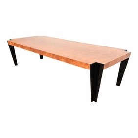 Leon Rosen for Pace Collection Modern Art Deco Burl Wood and Black Lacquered Dining Table