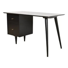 Paul McCobb Planner Group Mid-Century Modern Black Lacquered Writing Desk, Newly Refinished