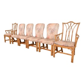Henredon Mid-Century Hollywood Regency Bamboo Dining Chairs, Set of Six