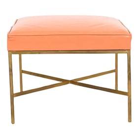 Paul McCobb for Directional X-Base Brass and Upholstered Stool or Ottoman, 1950s