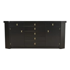 Paul Frankl for Johnson Furniture Black Lacquered Mahogany Sideboard or Bar Cabinet