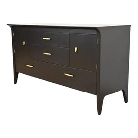 John Van Koert for Drexel Profile Mid-Century Modern Black Lacquered Dresser or Credenza