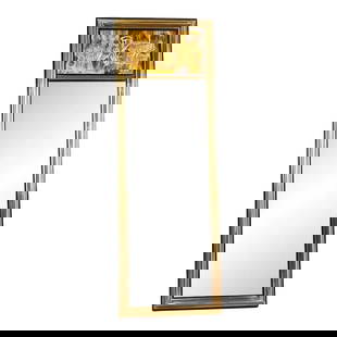 Bernhard Rohne for Mastercraft Acid Etched Brass Tall Wall Mirror, 1970s: A gorgeous mid-century modern Hollywood Regency wall mirror By Bernhard Rohne for Mastercraft Furniture USA, 1970s Acid etched brass, with black lacquered trim, and original mirror glass. Measures: 19
