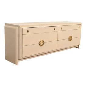 Romweber Hollywood Regency Chinoiserie Lacquered Grasscloth Dresser or Credenza