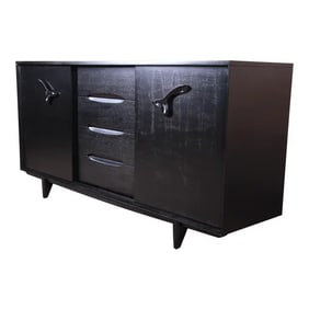 Paul Laszlo for Brown Saltman Ebonized "Treasure Chest" 21-Drawer Dresser or Credenza