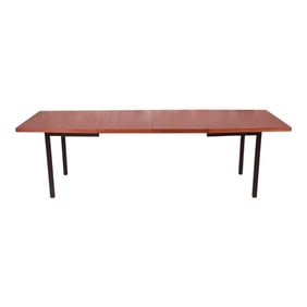 Milo Baughman for Directional Walnut and Ebonized Boat-Shaped Dining Table, Newly Refinished