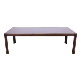 Bernhard Rohne for Mastercraft Burl Wood and Acid Etched Brass Extension Dining Table