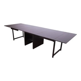 Edward Wormley for Dunbar Black Lacquered Extension Dining Table, Newly Refinished