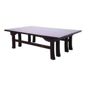 Baker Furniture Hollywood Regency Chinoiserie Monumental Black Lacquered Coffee Table