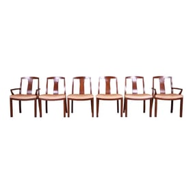 Michael Taylor for Baker Far East Collection Walnut Dining Chairs, Set of Six