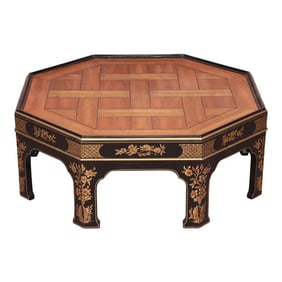 Baker Furniture Hollywood Regency Chinoiserie Octagonal Cocktail Table