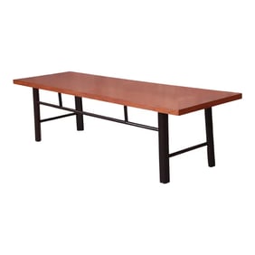 Baker Furniture Hollywood Regency Chinoiserie Walnut and Black Lacquer Coffee Table
