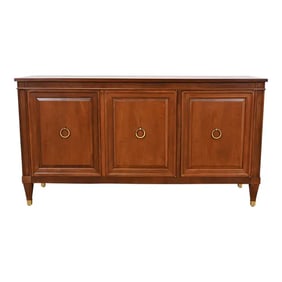 Baker Furniture Mid-Century French Regency Cherry Wood Sideboard or Bar Cabinet, Newly Refinished