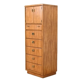 Drexel Heritage Mid-Century Hollywood Regency Campaign Walnut Lingerie Chest