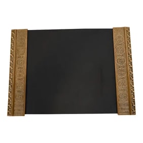 Tiffany Studios New York Venetian Bronze Doré Blotter Ends With Leather Desk Blotter