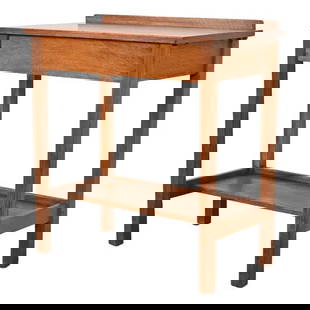 L. & J. G. Stickley Antique Mission Oak Arts & Crafts Server or Writing Desk, Circa 1900: A gorgeous antique Mission or Arts & Crafts quarter sawn oak server, writing desk, or library table By L. & J.G. Stickley USA, Circa 1900 Measures: 32"W x 16.13"D x 33.25"H. Very good original vintage