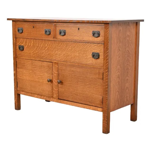 Lifetime Furniture Antique Mission Oak Arts & Crafts Sideboard Buffet, Circa 1900 (1 of 12)