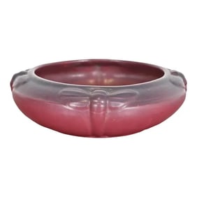 Van Briggle Arts & Crafts Dragonfly Mulberry Glazed Ceramic Bowl, Early 20th Century