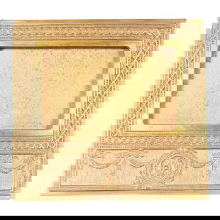 Tiffany Studios New York Adam Bronze Doré Desk Calendar Frame or Picture Frame: A gorgeous antique gilt bronze Neoclassical or Adam style desk calendar frame or picture frame By Tiffany Studios (signed to the back) New York, USA, Early 20th Century Measures: 6.38"W x 4"D x 5.75"H