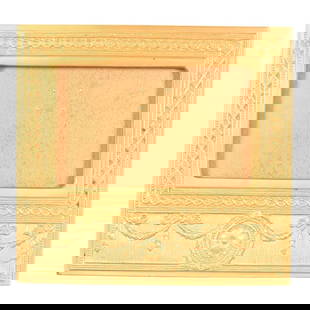 Tiffany Studios New York Adam Bronze Doré Desk Calendar Frame or Picture Frame: A gorgeous antique gilt bronze Neoclassical or Adam style desk calendar frame or picture frame By Tiffany Studios (signed to the back) New York, USA, Early 20th Century Measures: 6.5"W x 3"D x 6"H Ver