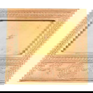 Tiffany Studios New York Adam Bronze Doré Desk Calendar Frame or Picture Frame: A gorgeous antique gilt bronze Neoclassical or Adam style desk calendar frame or picture frame By Tiffany Studios (signed to the back) New York, USA, Early 20th Century Measures: 6.5"W x 3.5"D x 5.75"