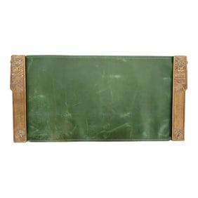 Tiffany Studios New York American Indian Bronze Doré Blotter Ends With Leather Desk Blotter